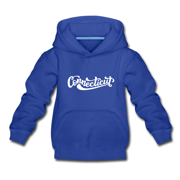 Connecticut Youth Hoodie - Hand Lettered Youth Connecticut Hooded Sweatshirt - royal blue