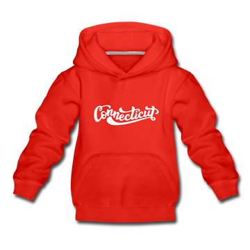 Connecticut Youth Hoodie - Hand Lettered Youth Connecticut Hooded Sweatshirt - red
