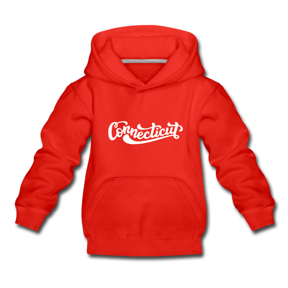 Connecticut Youth Hoodie - Hand Lettered Youth Connecticut Hooded Sweatshirt - red