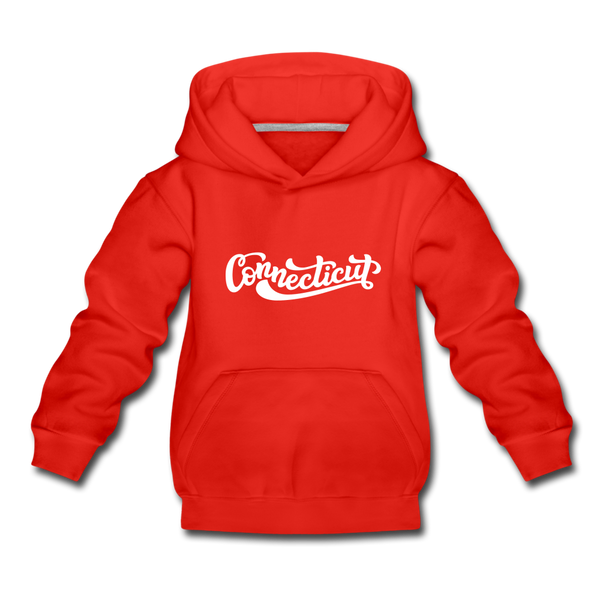 Connecticut Youth Hoodie - Hand Lettered Youth Connecticut Hooded Sweatshirt - red