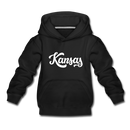 Kansas Youth Hoodie - Hand Lettered Youth Kansas Hooded Sweatshirt - black