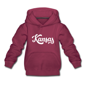 Kansas Youth Hoodie - Hand Lettered Youth Kansas Hooded Sweatshirt