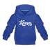 Kansas Youth Hoodie - Hand Lettered Youth Kansas Hooded Sweatshirt - royal blue