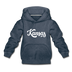 Kansas Youth Hoodie - Hand Lettered Youth Kansas Hooded Sweatshirt - heather denim