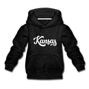 Kansas Youth Hoodie - Hand Lettered Youth Kansas Hooded Sweatshirt - charcoal gray