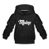 Maine Youth Hoodie - Hand Lettered Youth Maine Hooded Sweatshirt - black
