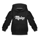 Maine Youth Hoodie - Hand Lettered Youth Maine Hooded Sweatshirt - black