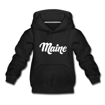 Maine Youth Hoodie - Hand Lettered Youth Maine Hooded Sweatshirt - black