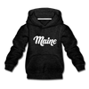 Maine Youth Hoodie - Hand Lettered Youth Maine Hooded Sweatshirt - charcoal gray