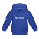 Massachusetts Youth Hoodie - Hand Lettered Youth Massachusetts Hooded Sweatshirt - royal blue