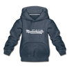 Massachusetts Youth Hoodie - Hand Lettered Youth Massachusetts Hooded Sweatshirt - heather denim