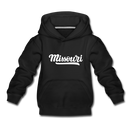 Missouri Youth Hoodie - Hand Lettered Youth Missouri Hooded Sweatshirt - black