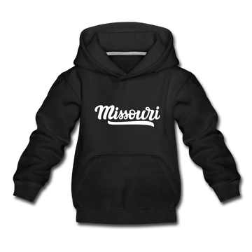 Missouri Youth Hoodie - Hand Lettered Youth Missouri Hooded Sweatshirt - black