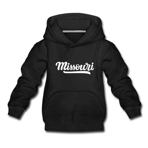 Missouri Youth Hoodie - Hand Lettered Youth Missouri Hooded Sweatshirt - black