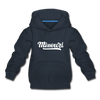 Missouri Youth Hoodie - Hand Lettered Youth Missouri Hooded Sweatshirt - navy