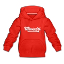 Missouri Youth Hoodie - Hand Lettered Youth Missouri Hooded Sweatshirt - red