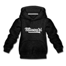Missouri Youth Hoodie - Hand Lettered Youth Missouri Hooded Sweatshirt - charcoal gray