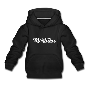 Montana Youth Hoodie - Hand Lettered Youth Montana Hooded Sweatshirt - black
