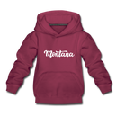 Montana Youth Hoodie - Hand Lettered Youth Montana Hooded Sweatshirt - burgundy