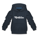 Montana Youth Hoodie - Hand Lettered Youth Montana Hooded Sweatshirt - navy