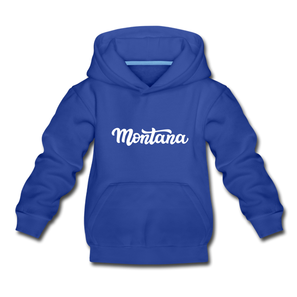 Montana Youth Hoodie - Hand Lettered Youth Montana Hooded Sweatshirt - royal blue