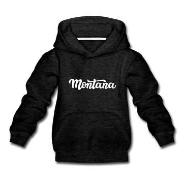 Montana Youth Hoodie - Hand Lettered Youth Montana Hooded Sweatshirt - charcoal gray