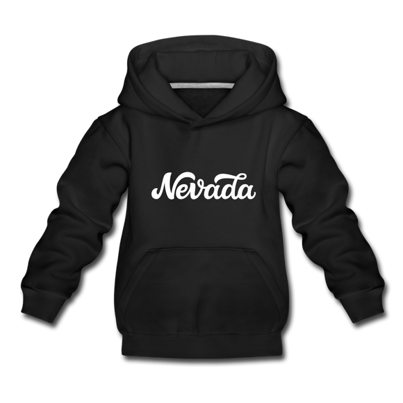 Nevada Youth Hoodie - Hand Lettered Youth Nevada Hooded Sweatshirt - black