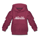 Nevada Youth Hoodie - Hand Lettered Youth Nevada Hooded Sweatshirt - burgundy