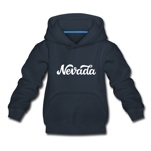 Nevada Youth Hoodie - Hand Lettered Youth Nevada Hooded Sweatshirt - navy