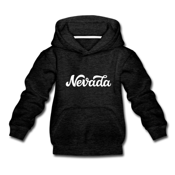 Nevada Youth Hoodie - Hand Lettered Youth Nevada Hooded Sweatshirt - charcoal gray