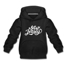 New Jersey Youth Hoodie - Hand Lettered Youth New Jersey Hooded Sweatshirt - black