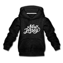 New Jersey Youth Hoodie - Hand Lettered Youth New Jersey Hooded Sweatshirt - charcoal gray