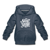 New York Youth Hoodie - Hand Lettered Youth New York Hooded Sweatshirt - heather denim