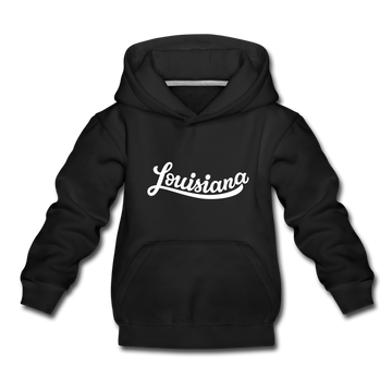 Louisiana Youth Hoodie - Hand Lettered Youth Louisiana Hooded Sweatshirt - black