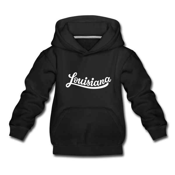 Louisiana Youth Hoodie - Hand Lettered Youth Louisiana Hooded Sweatshirt - black