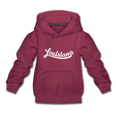 Louisiana Youth Hoodie - Hand Lettered Youth Louisiana Hooded Sweatshirt - burgundy