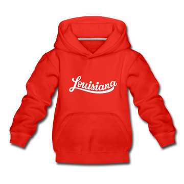 Louisiana Youth Hoodie - Hand Lettered Youth Louisiana Hooded Sweatshirt - red