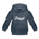Louisiana Youth Hoodie - Hand Lettered Youth Louisiana Hooded Sweatshirt - heather denim