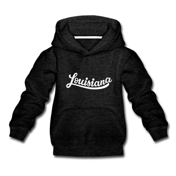 Louisiana Youth Hoodie - Hand Lettered Youth Louisiana Hooded Sweatshirt - charcoal gray