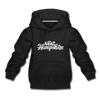 New Hampshire Youth Hoodie - Hand Lettered Youth New Hampshire Hooded Sweatshirt - black