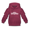 New Hampshire Youth Hoodie - Hand Lettered Youth New Hampshire Hooded Sweatshirt - burgundy