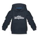 New Hampshire Youth Hoodie - Hand Lettered Youth New Hampshire Hooded Sweatshirt - navy