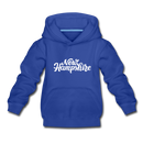 New Hampshire Youth Hoodie - Hand Lettered Youth New Hampshire Hooded Sweatshirt - royal blue