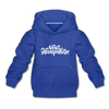 New Hampshire Youth Hoodie - Hand Lettered Youth New Hampshire Hooded Sweatshirt - royal blue