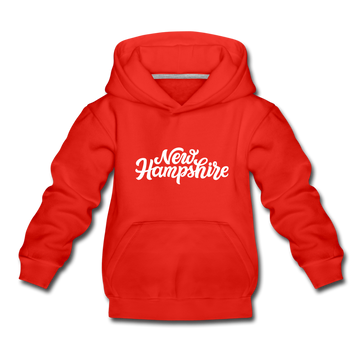 New Hampshire Youth Hoodie - Hand Lettered Youth New Hampshire Hooded Sweatshirt - red