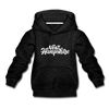 New Hampshire Youth Hoodie - Hand Lettered Youth New Hampshire Hooded Sweatshirt - charcoal gray