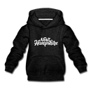 New Hampshire Youth Hoodie - Hand Lettered Youth New Hampshire Hooded Sweatshirt - charcoal gray