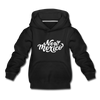 New Mexico Youth Hoodie - Hand Lettered Youth New Mexico Hooded Sweatshirt - black