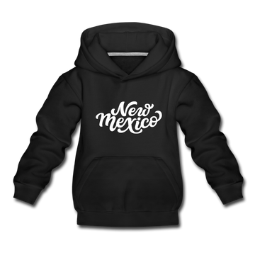 New Mexico Youth Hoodie - Hand Lettered Youth New Mexico Hooded Sweatshirt - black