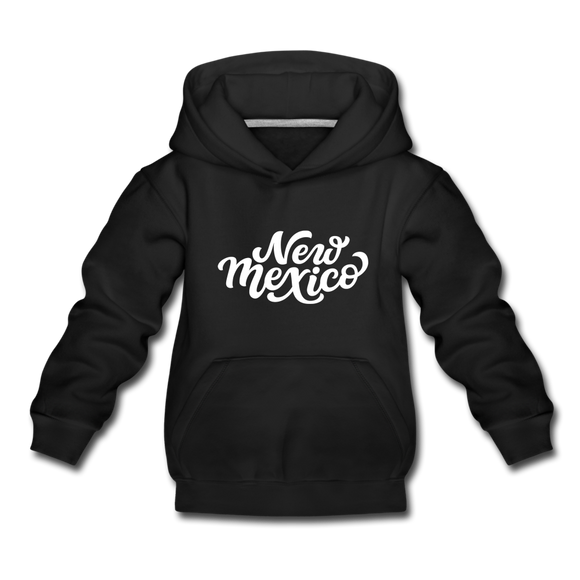 New Mexico Youth Hoodie - Hand Lettered Youth New Mexico Hooded Sweatshirt - black